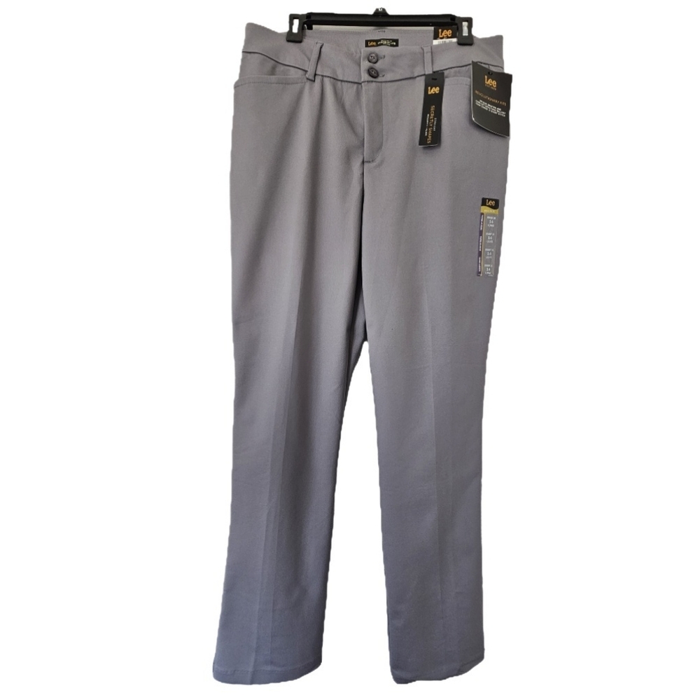Women's Lee Secretly Shapes Straight-Leg Pants, 14 T/L, Boulder Grey